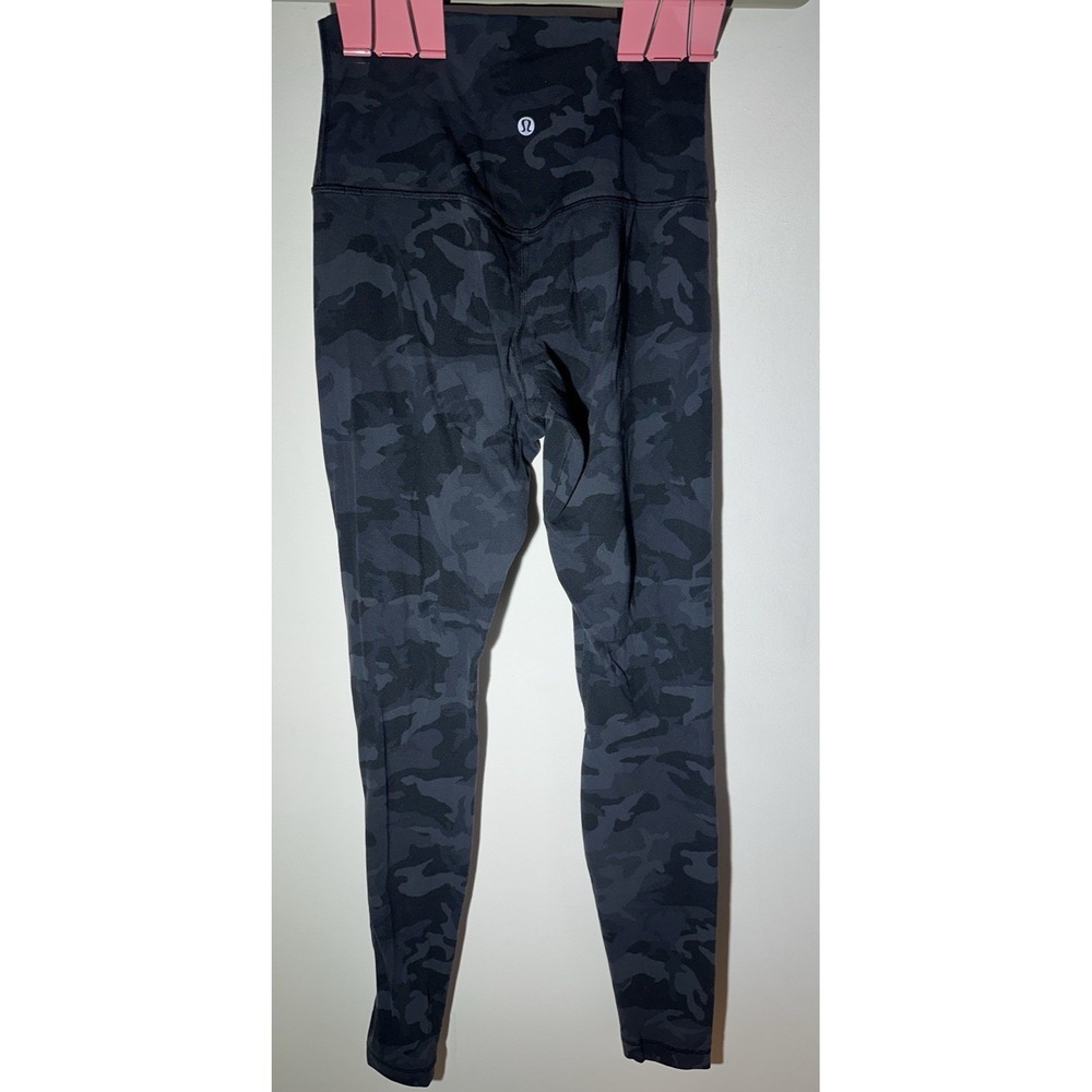 Lululemon 25" Wunder Under HR Luxtreme Leggings Sz 6 Black Charcoal Gray Camo